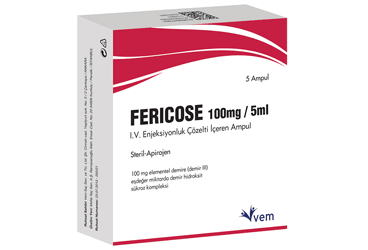 FERICOSE 100 MG/5 ML IV ENJEKSIYONLUK COZELTI ICEREN 5 AMPUL